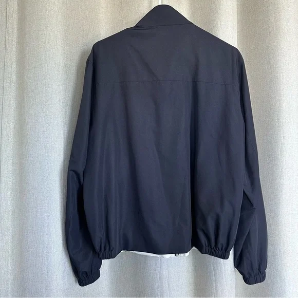 Adolfo Dominguez Reversible Navy Blue Ivory Harringtone Jacket S